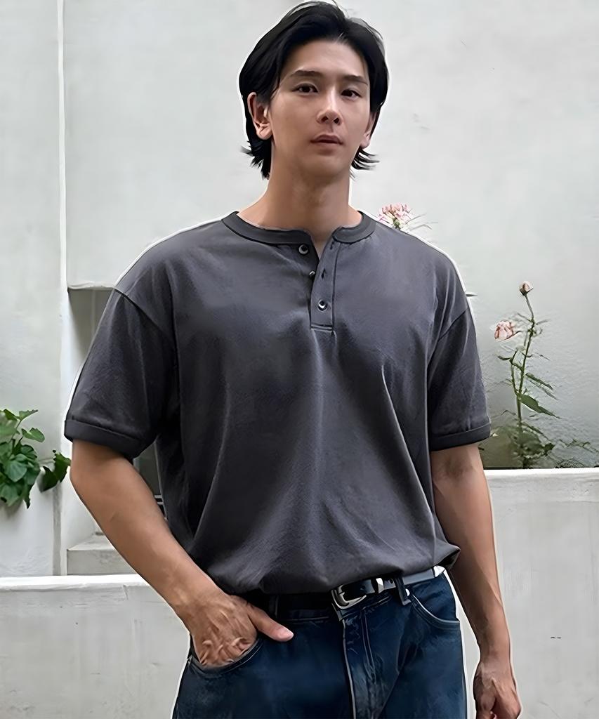 UNLC Cotton Henley Neck Half Sleeve 5Color