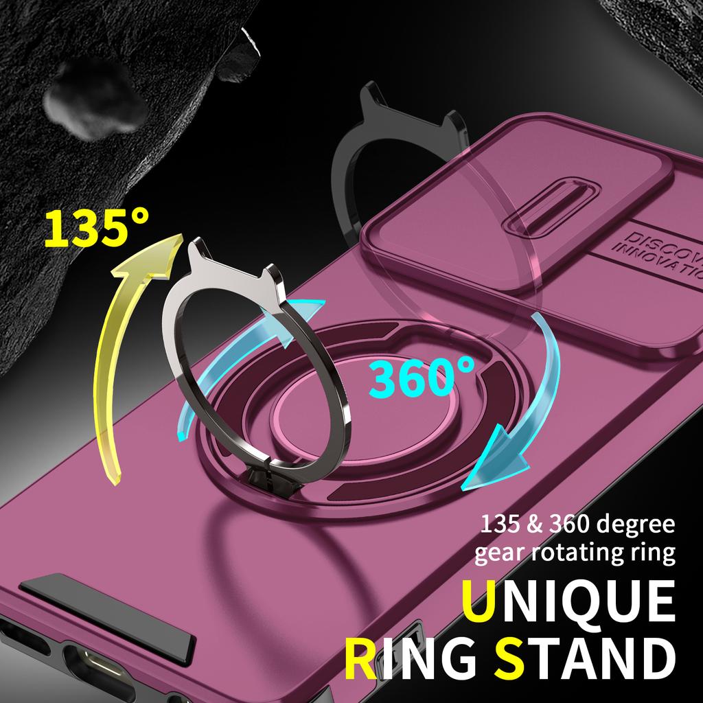 Магнитное кольцо-подставка Бронированный чехол Для Motorola Moto G Stylus 5G 2024 Power 2025 Play 2026 Сдвижное окошко Защитная крышка для объектива