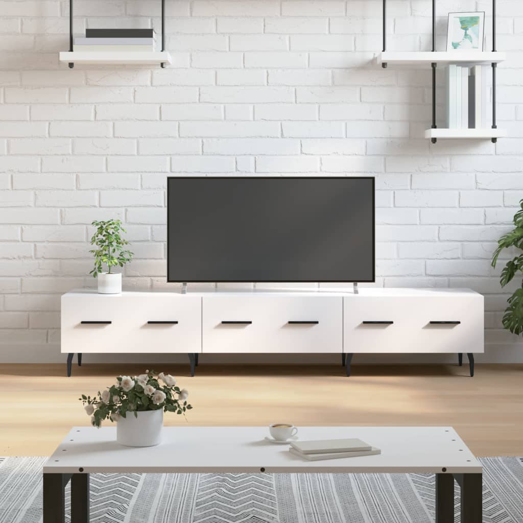 TV Stand High Gloss White 150 x 36 x 30 cm Engineered Wood