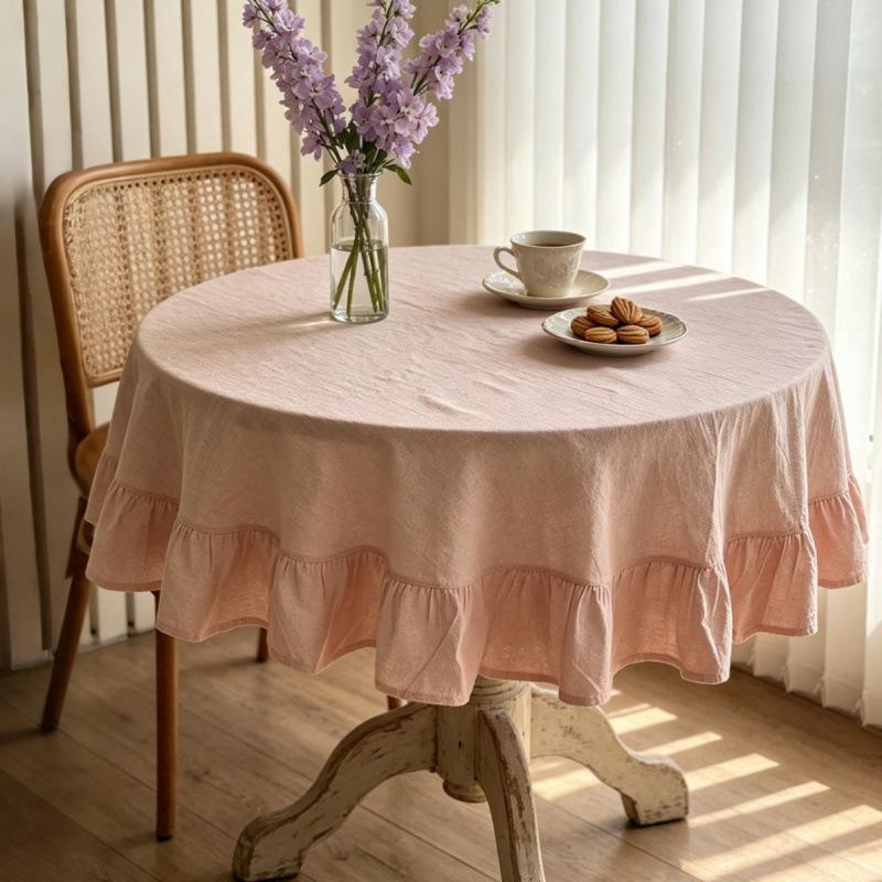 European Round Table Cloth Household Round Table Cloth Hotel Waterproof Oil-proof Wash-Free Cloth Table