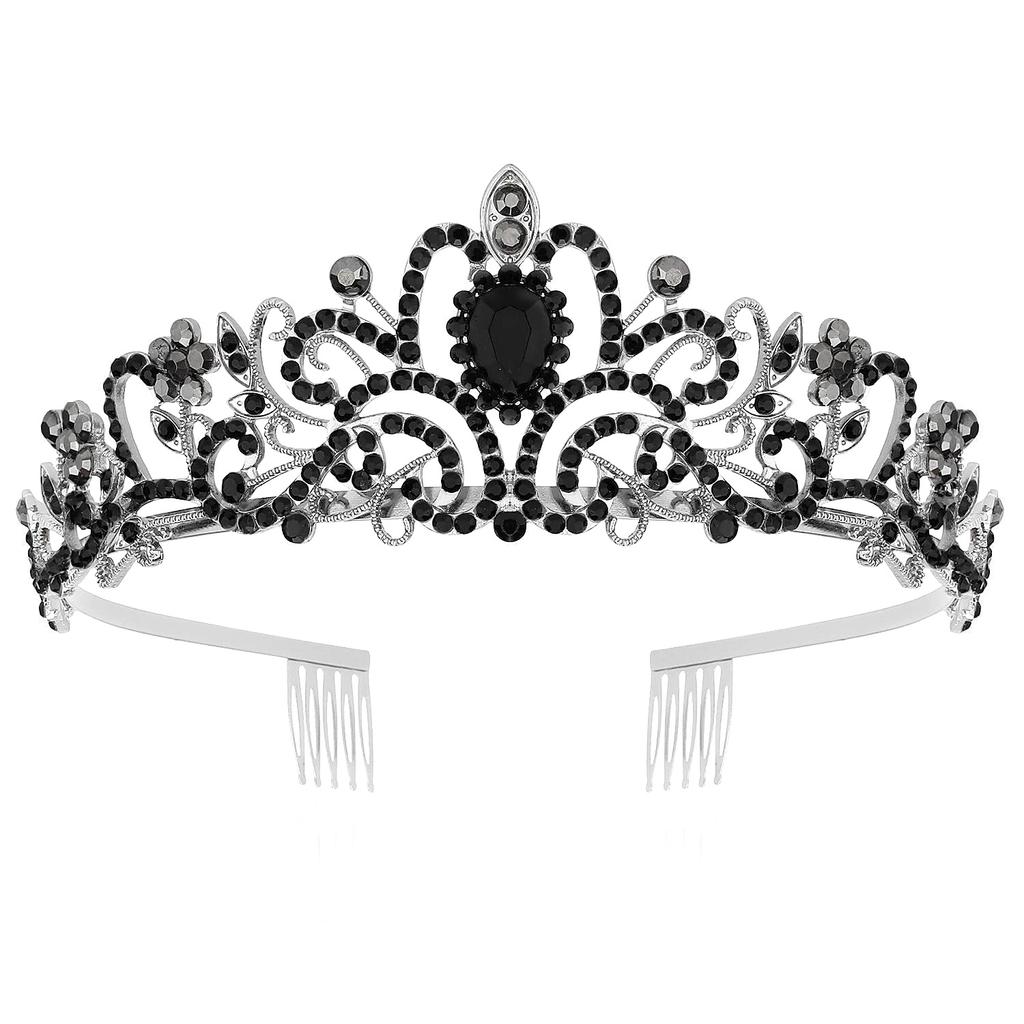 Модная хрустальная черная корона из сплава, свадебная тиара, аксессуары для волос на Хэллоуин, корона, повязка на голову