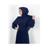 Hijab Evening Dress Double Breasted Collar Chiffon Fabric Flared Cut Fashion Wedding Elegance Navy Blue
