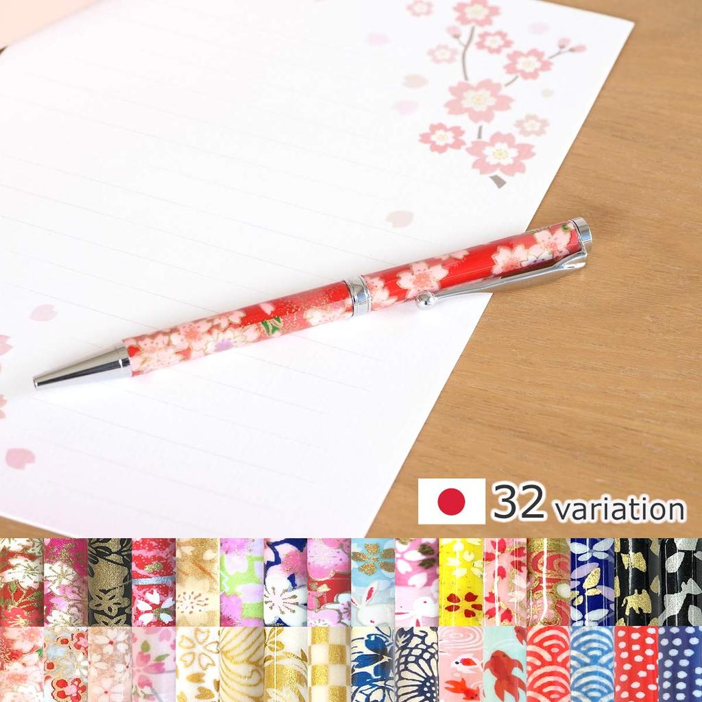 Шариковая ручка Mino Washi, тонкая, японская, сделанная в Twist Luxury Yuzen Craftsman, 32 типа, с рисунком вишневого цвета и сусального золота, на масляной основе, стержень 0,7, узор,