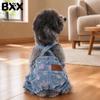 BXX Small Dog Denim Overalls With Cute Heart Print Pet Clothes For Teddy Bichon Shih Tzu Lightweight Daily Wear