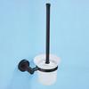 Black Toilet Brush Rack Set Brass Grey Wall Mounted Round Chassis Frosted Glass Cup WC Brush Holder Shelf Rack Kit for Lavatory