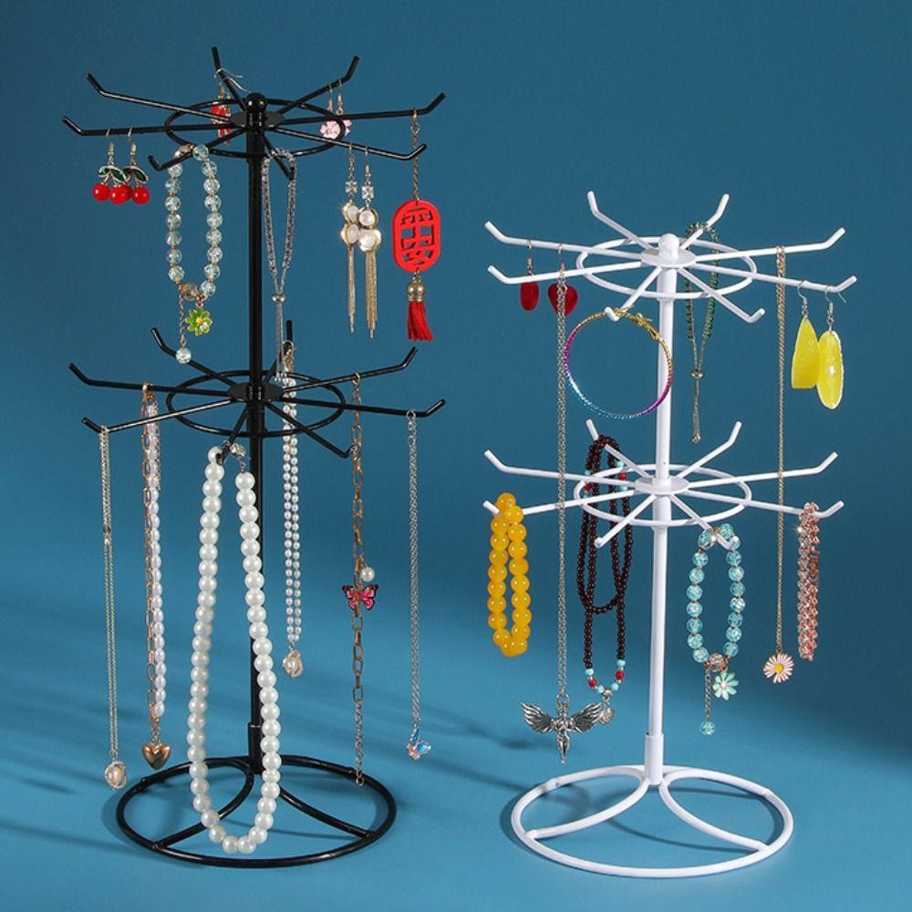 Metal Jewelry Display Stand 2 Tier Keychain Shelf New Necklace Organizer Hair Band Storage
