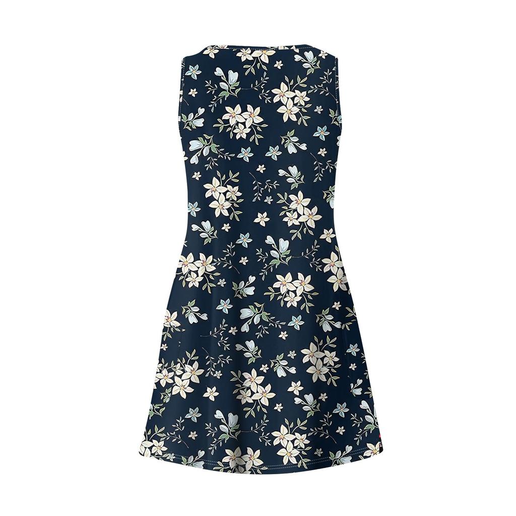 Женское повседневное летнее богемное пляжное платье с принтом и карманами, V-образным вырезом, платье-майка