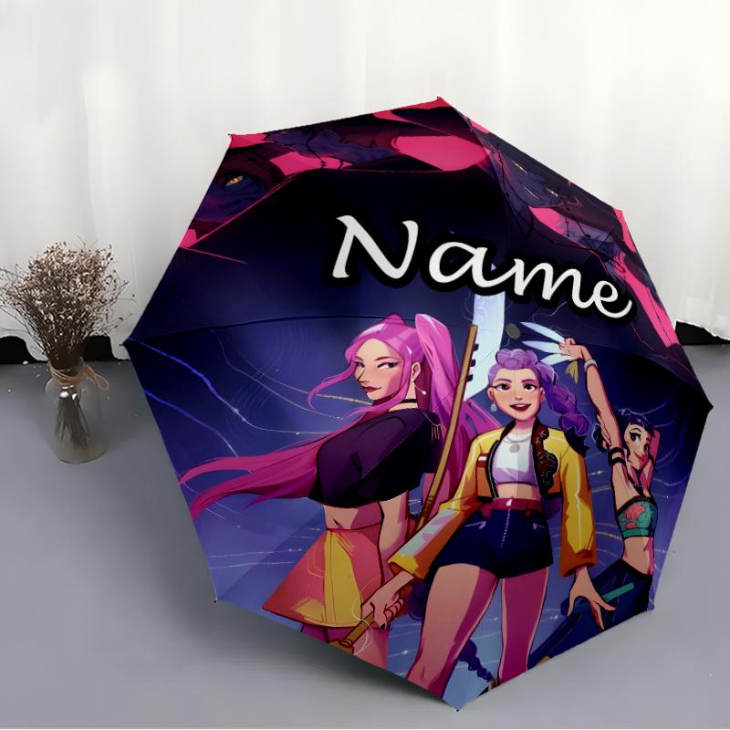 Personalized Name K-KPop Demon Hunters Print Umbrella - Automatic Open/Close, Eight-Rib Durable Frame, Automatic Folding Umbrella
