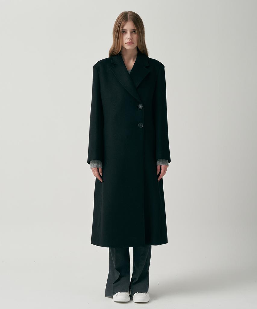 Mott Wool Single Long Coat - Black