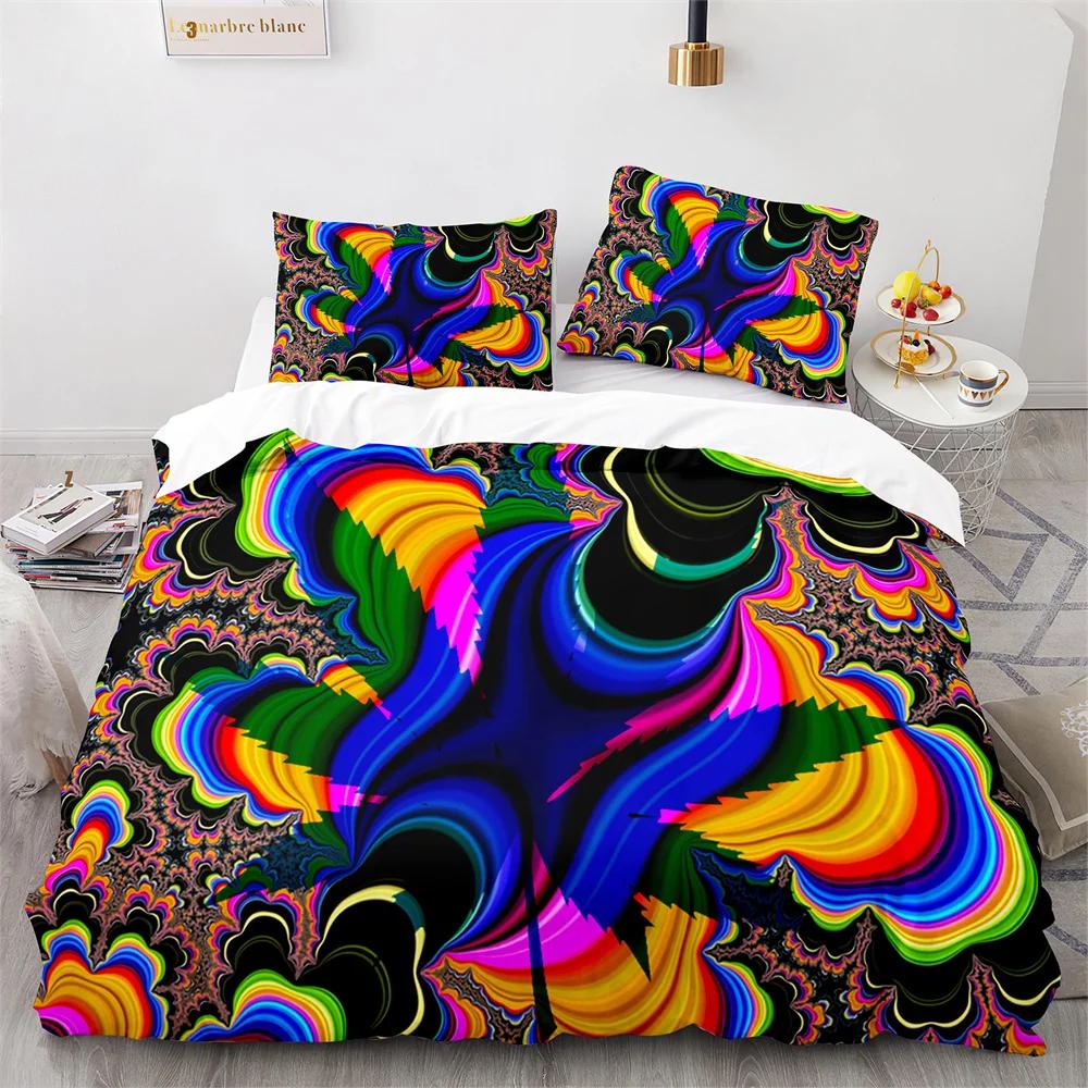 Weed Green Leaf Duvet Cover Watercolor Purple Blue Polyester King Queen Maple Leaf Duvet Cover For Women Men Bedroom Decoration