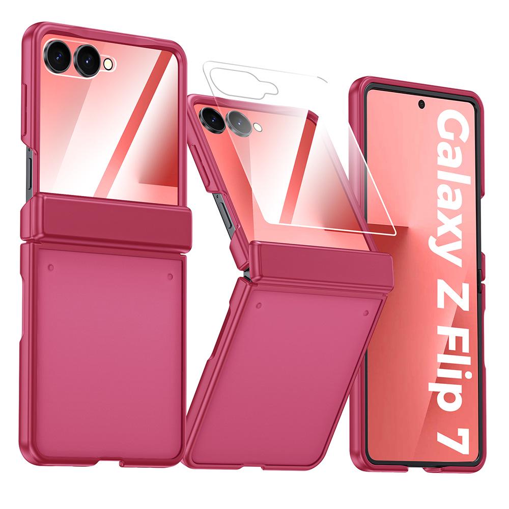 Чехол для Samsung Z Flip7 с откидным магнитным кольцом и встроенной защитой экрана