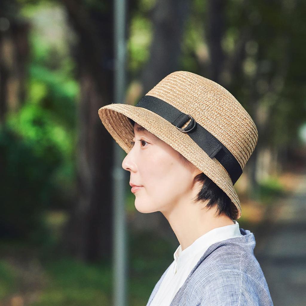 Hat Manon Straw Crochet Taisho Straw (Tanaka Shop) Hat, Hat, UK-H112 (Beige, 55-57cm)