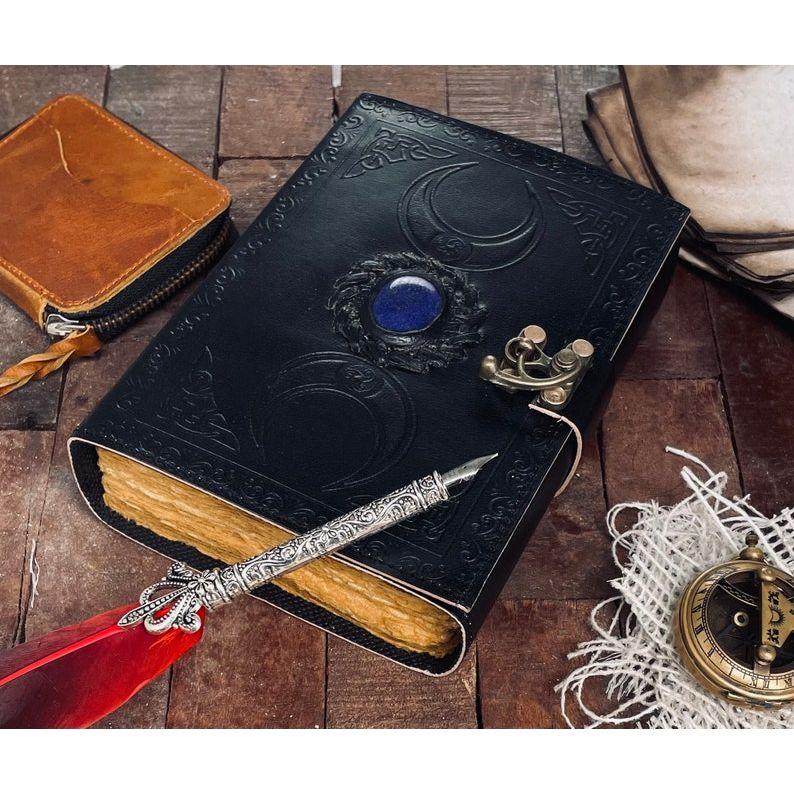 Кожаный журнал «Тройная Луна»: Лапис Камень Книга Теней