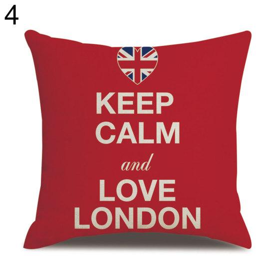 London Characters Flag Bus Linen Cushion Throw Pillow Cover Case Pillowcase