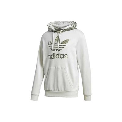 adidas Оригинальный пуловер с капюшоном и камуфляжным принтом трилистника, мужская толстовка с капюшоном, светло-серый GD5955
