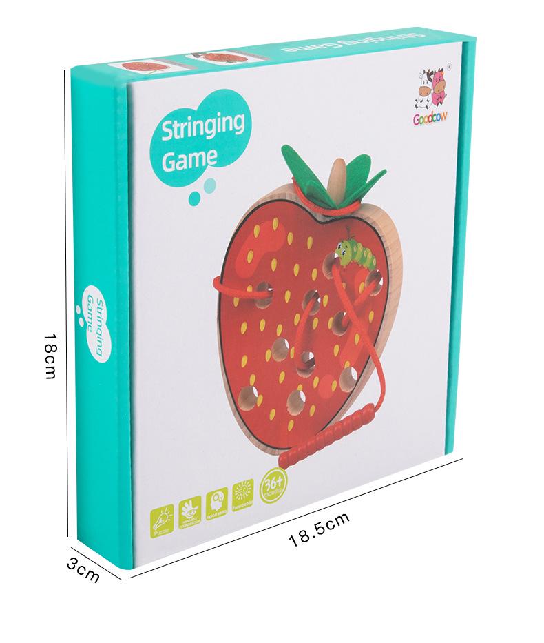 Деревянная игра-шнуровка «Фрукты»: Пазл Монтессори «Червячок и яблоко» для детей