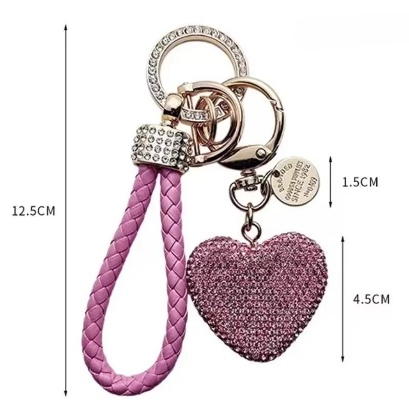 Глиняный бриллиант, полный бриллиант, любовь, брелок, кожаная веревка, подвеска в форме сердца, сумка для автомобиля, женские изысканные подарочные аксессуары