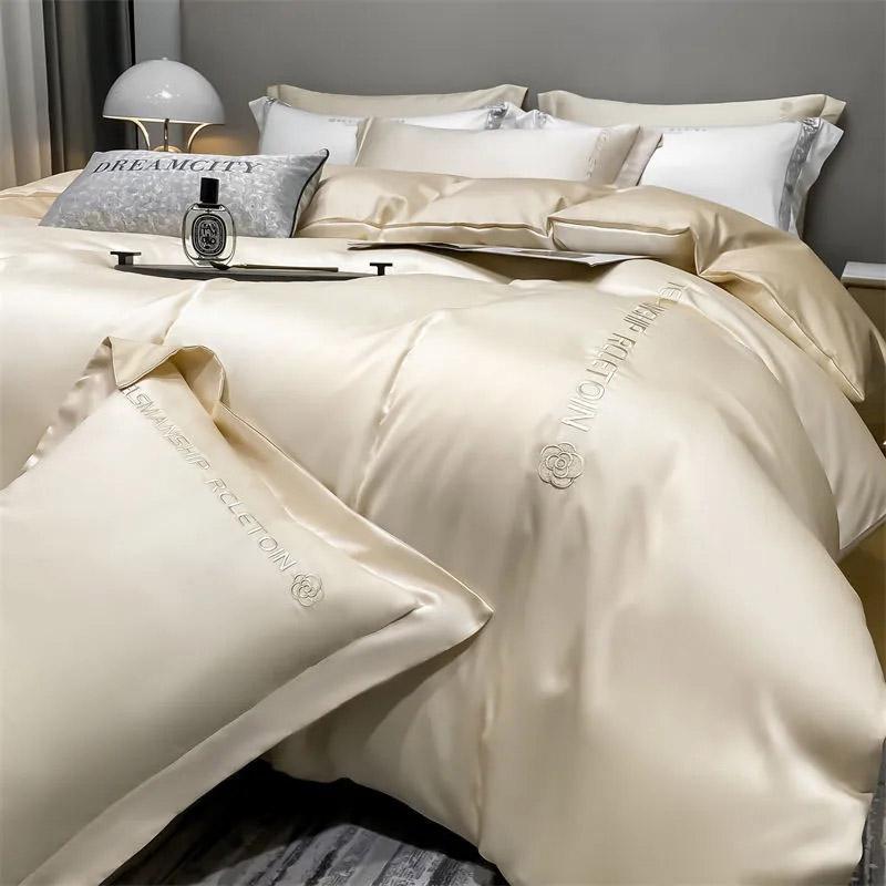 4 шт./комплект, легкий роскошный комплект из четырех предметов из ледяного шелка, шелковое одеяло, летнее постельное белье для общежития, высококачественные удобные простыни, покрывала, комплекты