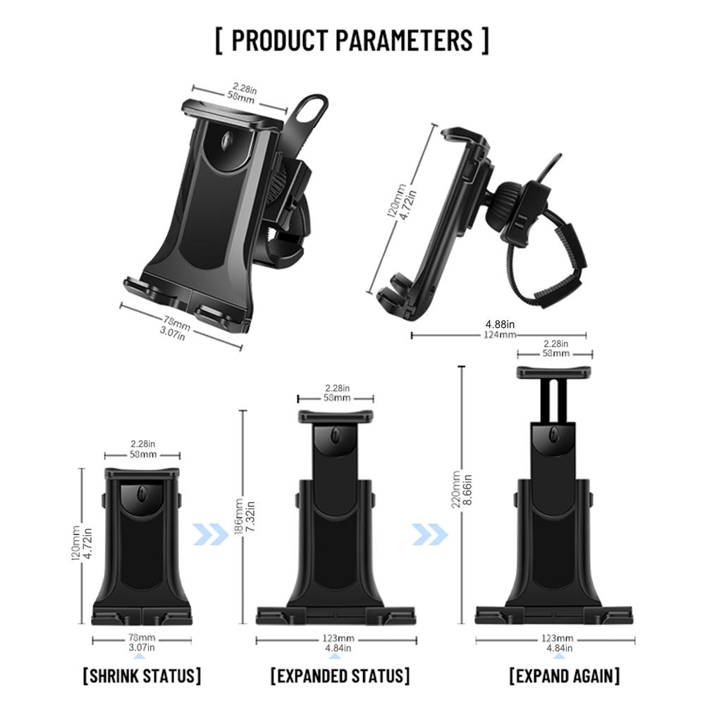 Универсальный держатель для планшета для велосипедной беговой дорожки - Регулируемое крепление на руль для iPhone 11-15, устройств Samsung Galaxy Tab 4-11 дюймов