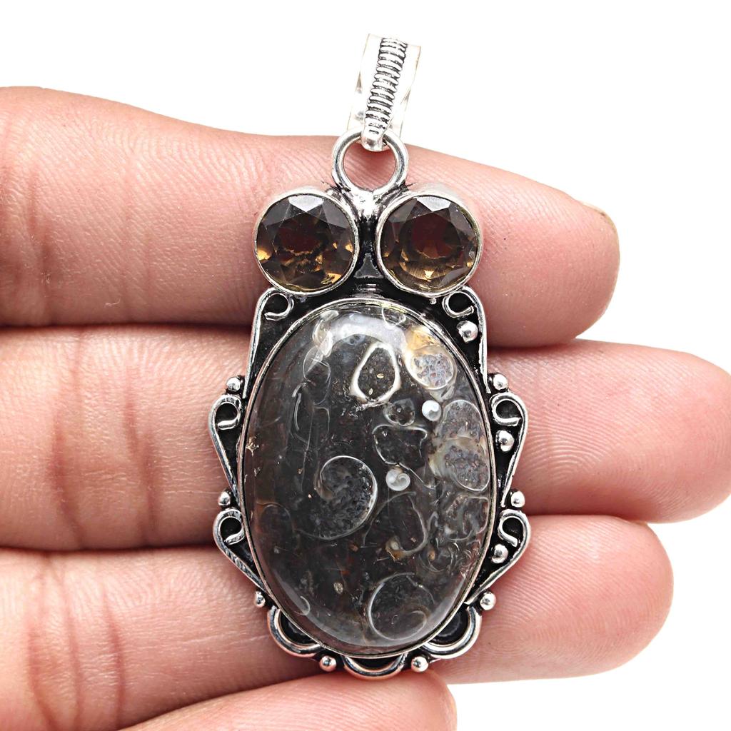 Подвеска Turtella Jasper Smoky Gemstone ко Дню святого Валентина, серебряное украшение 2,25 дюйма