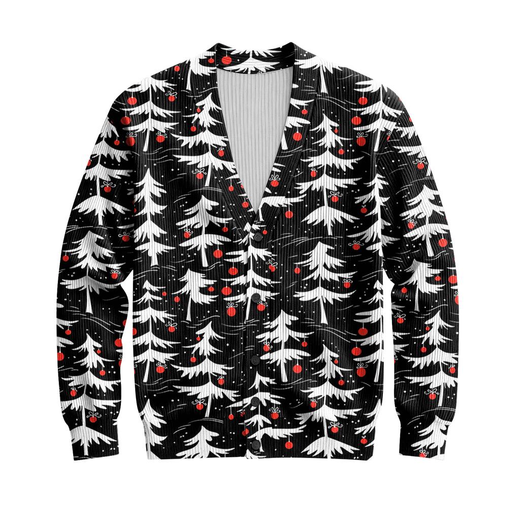 Мужской кардиган с длинным рукавом, рубчатой вязки