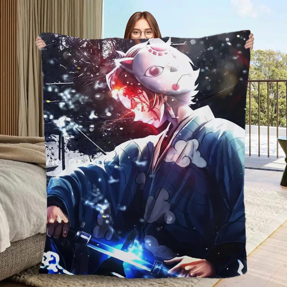 Плед для дивана Роскошные пледы с персонажами D-Demon Slayer Пушистый клетчатый Большой плед Кинг-сайз Кобья Домашний интерьер