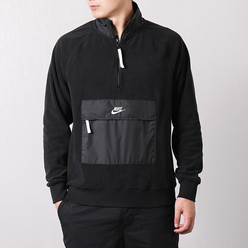 Nike Толстовки Мужские Черные Стойка Умеренный Обычный 929098-010