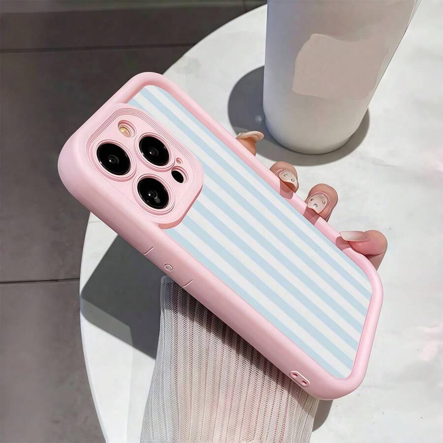 Чехол для телефона с синим полосатым узором Для iPhone 17 Air 16 15 14 13 12 11 Pro Max 17Pro Mini 16E 7 8 Plus SE2022 Мягкий силиконовый чехол