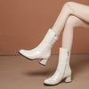 Fashion 2025 Autumn Winter New Cotton Short Boots for Women Chunky High Heeled Round Toe Side Zipper Botas Feminina Black Beige Botines