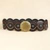 Exaggerated Wide Boho Disc Belt Rivet Carved Buckle Waist Belt Woman Vintage Belt  Dress Decoration