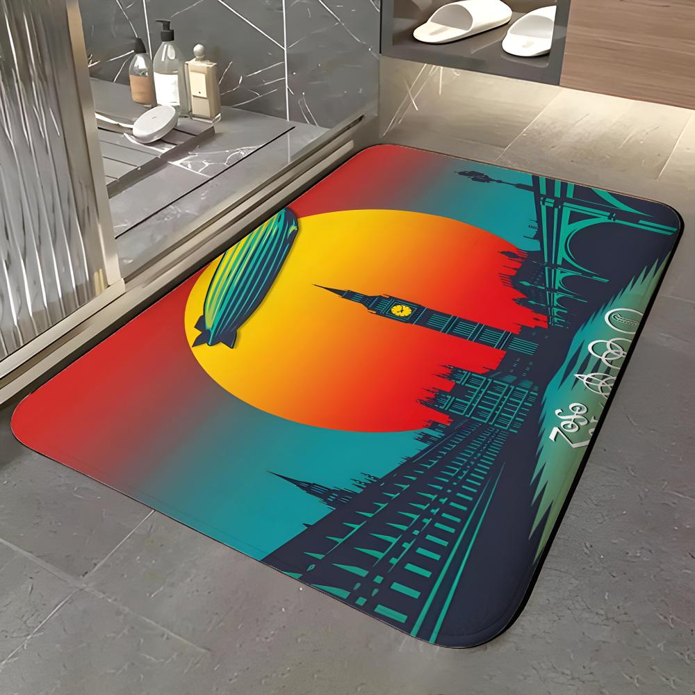 Music Z-Zeppelin Floor Mat Soft Flannel Entrance Door Mat Non Slip Absorbent Bathroom Bedroom Floor Rug