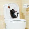 Черная кошка бабочка наклейка на унитаз ПВХ водонепроницаемая съемная самоклеящаяся гостиная ванная комната настенное искусство мультяшный котенок крышка унитаза украшение наклейка