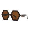 Retro Polygon Square Sunglasses Women Gradient Orange Tea Shades UV400 Men Double Color Trending Sun Glasses