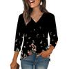 3/4 Sleeve Shirts For Women  Print Graphic Tees Blouses Casual Plus Size Basic Tops Pullover