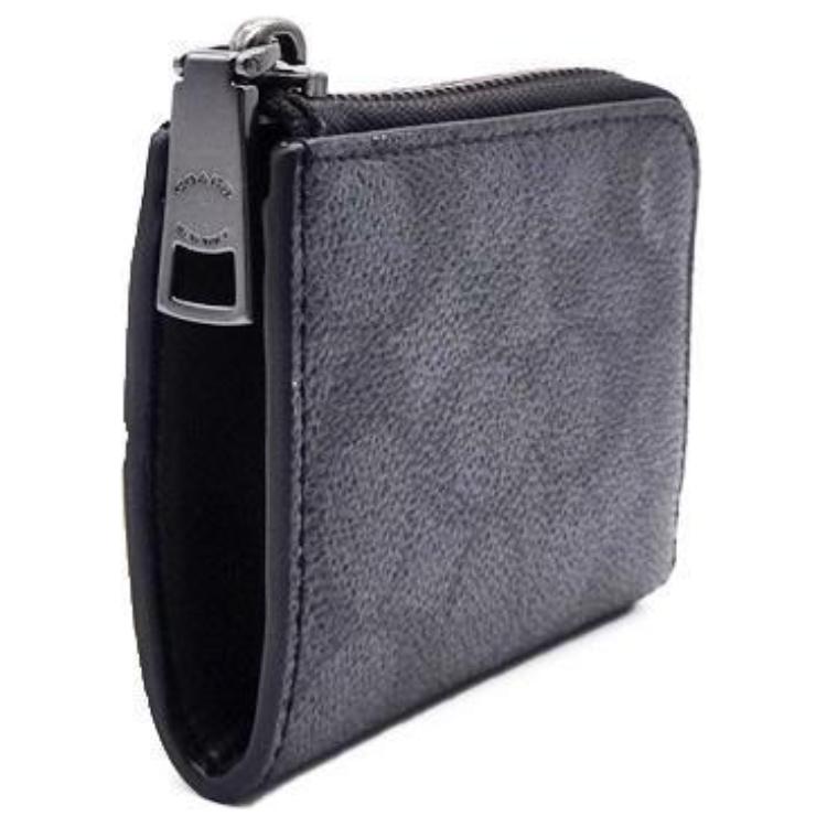 COACH SignatureCanvas Coated Canvas Key Pouch Regular Womens Charcoal
