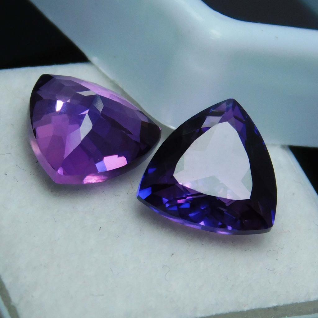 Purple 9 Ct Trillion Cut   Loose Gemstone Pair Natural Rare Tanzanite