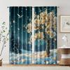 2 Pcs, Filtering Curtains (excluding Rods, Non-movable, Without Batteries) Emerald Lake & Majestic Tree for Use In Bedrooms and