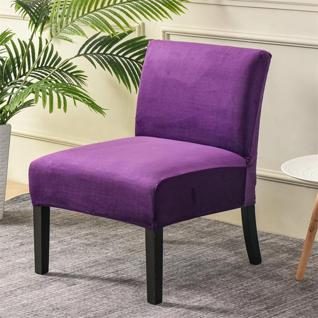 Velvet Armless Chair Cover Solid Single Sofa Slipcover Nordic Accent Stretch Chair Covers Elastic Cheap Couch Protector Cover