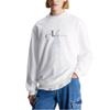Calvin Klein Джинсовый двухцветный свитшот с принтом букв, повседневный, свободный, с круглым вырезом, с длинными рукавами, мужской свитшот, ярко-белый J30J325516-YAF