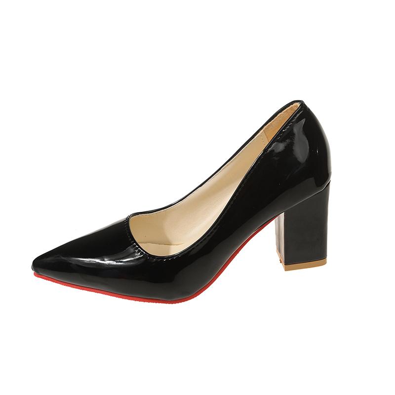 Модная Новая Популярная Обувь на Высоком Каблуке Женская Обувь с Острым Носком и Мелким Вырезом Женская Модная Обувь на Толстом Каблуке Большого Размера 43 Zapatos Mujer