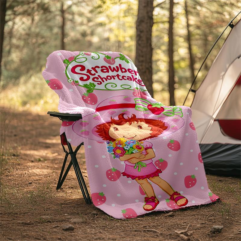 1pc Princess Strawberry1 Theme Blanket - Digital Print, Polyester, Cozy for All Seasons, Perfect for Outdoor, and Travel