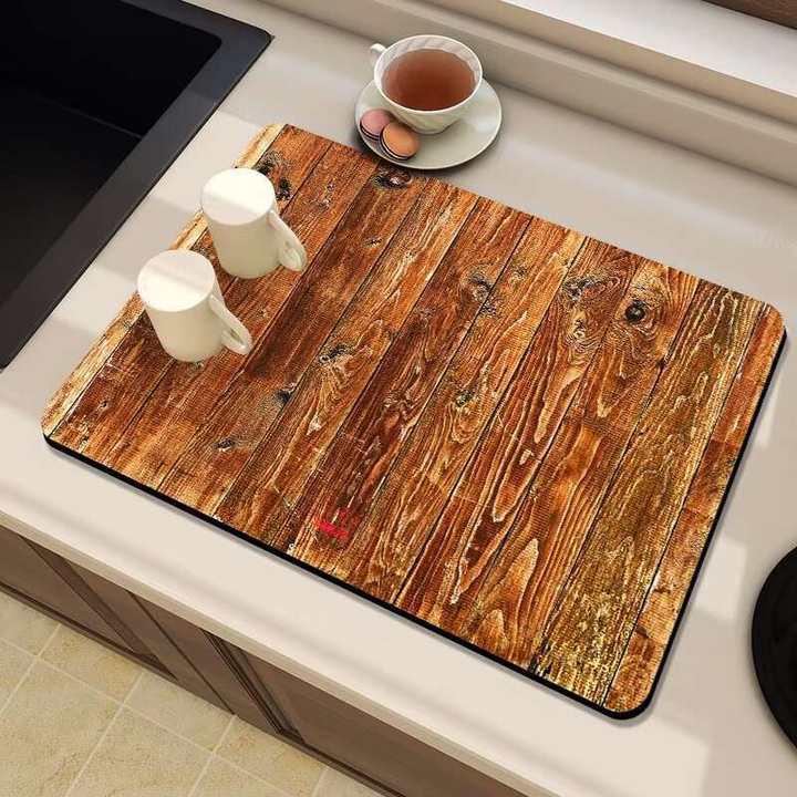 Nordic Style Wooden Pattern Kitchen Countertop Absorbent & Drying Pad
