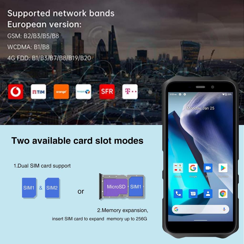 Oukitel Защищенный смартфон WP12 PRO, аккумулятор 4000 мАч, две SIM-карты, 4 ГБ+64 ГБ