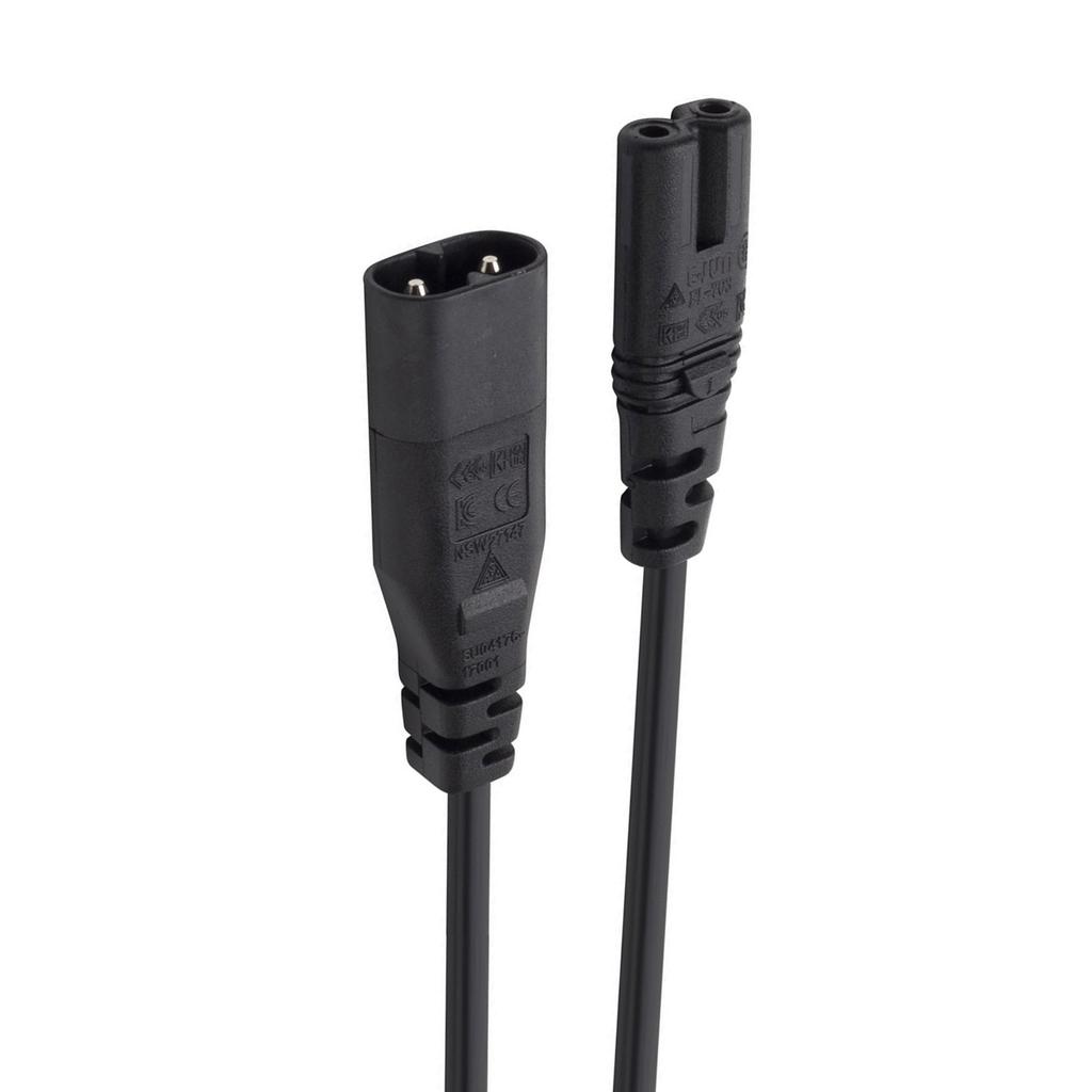 Удлинительный шнур питания с вилкой IEC320 (папа) с разъемом на 2 контакта, кабель-переходник IEC320-C7 на IEC320-C8, шнур питания