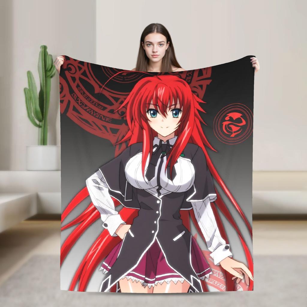 High School DxD Flannel Blanket Anime Super Warm Throw Blanket for Living Room Decorative Funny Bedspread Sofa Bed Cover