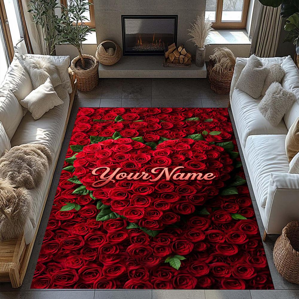 Rose Customize Text Area Rug Design for Dining Room Balcony Foyer Playrooms Anti-slip Rug Office home decor Perfect Gift for Friends & Family