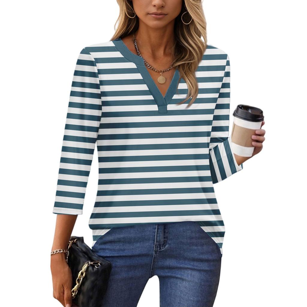 Рубашки с рукавом 3/4 для женщин, футболки, блузки, повседневные базовые топы больших размеров, пуловер, женские туники-блузки