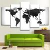 5Pcs World Map Black White Artistic Grey 5 Piece Canvas Wall Art Print Home Decor Pictures Paintings No Framed HD Print 5 Panel