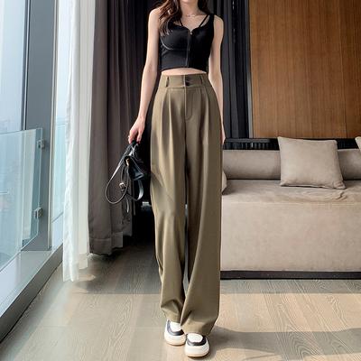 Весенне-осенние брюки скинни с высокой талией, каплевидные, прямые, с двойной пуговицей, повседневные костюмные брюки