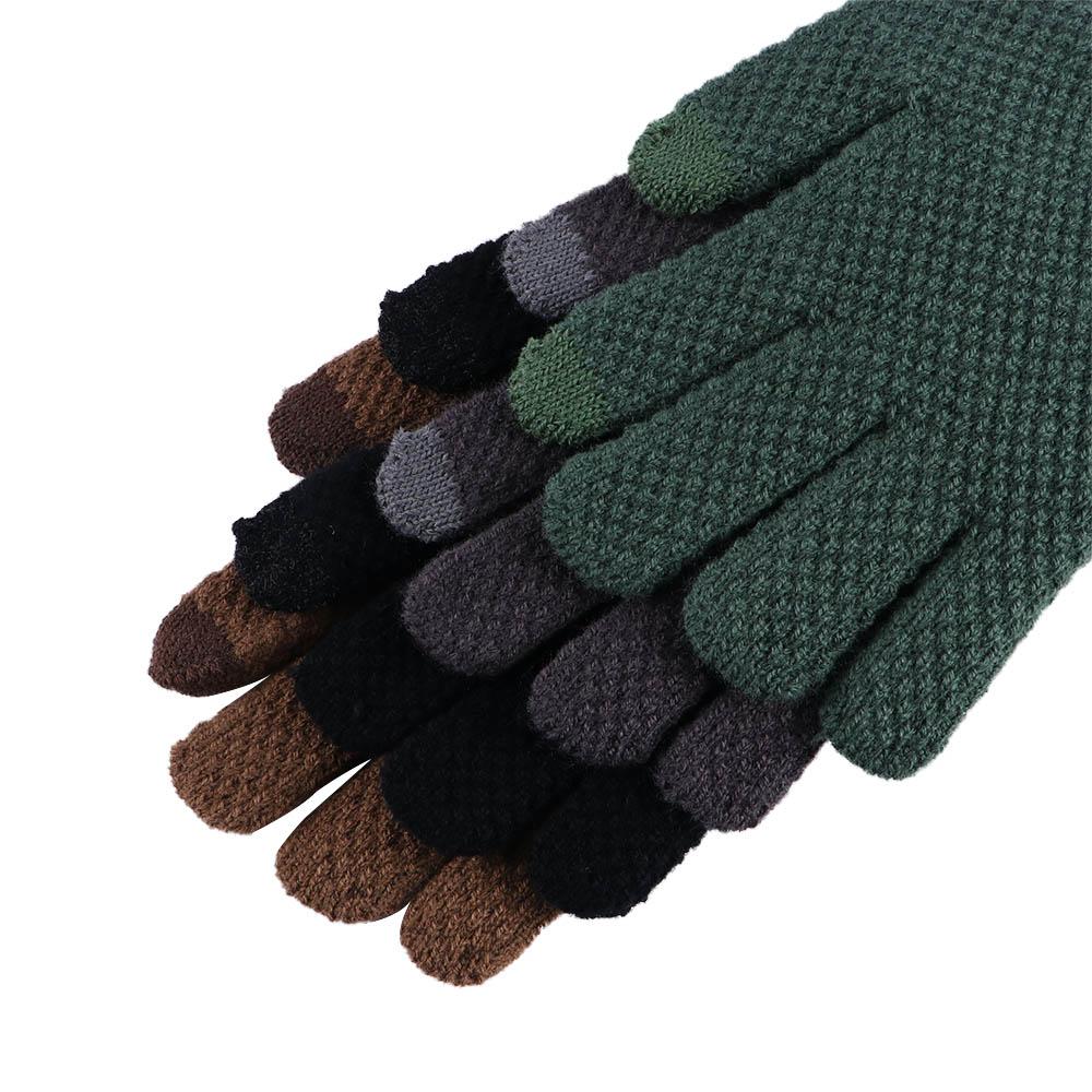 Warm Outdoors Cold-proof Wool Knit Driving Men's Gloves Knitted Gloves Finger Glove